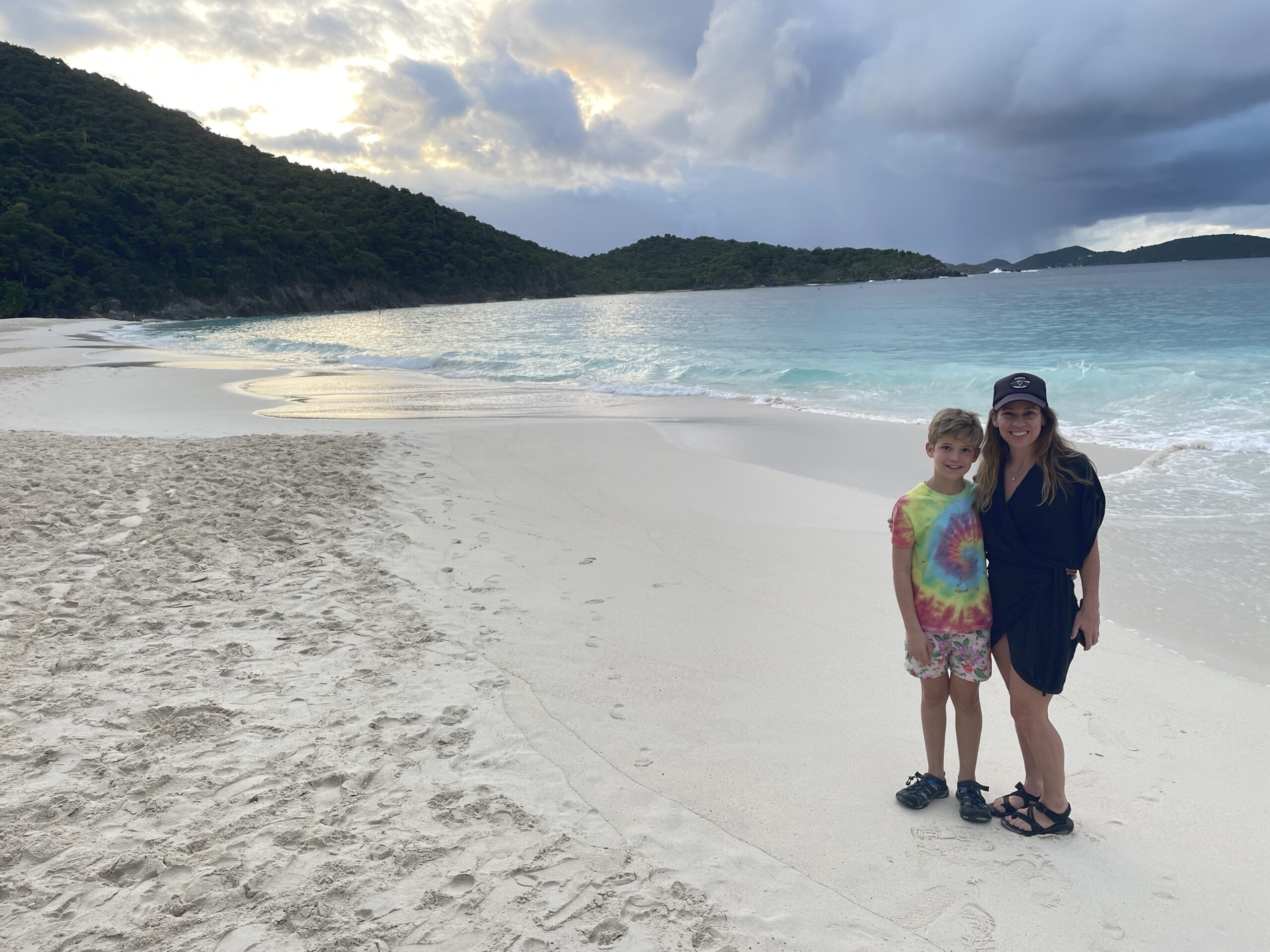 Dr. Brownfield and her son at Trunk Bay