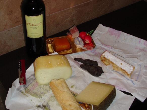 Bread, wine, and cheese from Astorga spain picnic